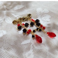 handmade ribbons 14k gold earrings crystal earrings