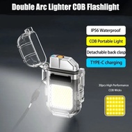 Transparent electronic lighter waterproof shell electronic pulse lighter outdoor windproof waterproo