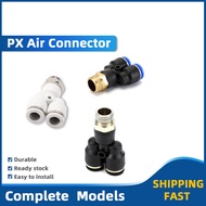 PX Male Thread Coupler Y Style Push In Fittings Pneumatic Quick Connector For Tube OD 4 6 8 10 12mm