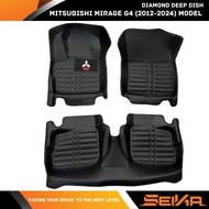 Mitsubishi Mirage G4/ Mirage Hatchback 2012-2024 Premium DIamond Deep Dish Car Matting  (Black & Cof
