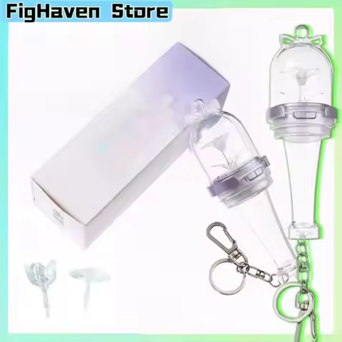 Mini Kpop Style Lightstick Keychain Cute Fandom Bag Pendant Keyring Portable Light-Up Charm for Fans