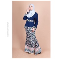 Iffah Adult Peplum Baju Kurung Modern Set Crepe Round Neck Baju Kurung Modern Wanita Dewasa