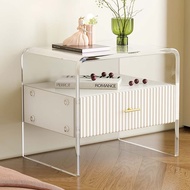 BW-6 Ecological Ikea Acrylic Bedside Table Simple Modern Cream Style Mini Storage Bedside Cabinet Suspension Bed Storage