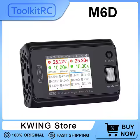 ToolkitRC M6D Lipo Battery Charger 500W 15A DC Dual Channel MINI Smart Charger Discharger For 1-6S B