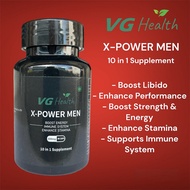 VG Health X-Power Men 10 in 1 Supplement 500mg x 60 caps with Tongkat Ali, Ashwagandha, Horny Goat Weed, Maca &amp; More