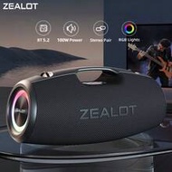 100W ZEALOT S78 ลำโพงไร้สายกำลังสูง, ซับวูฟเฟอร์พกพาสำหรับกลางแจ้งพร้อมไฟ RGB หลากสี, รองรับ SD Card