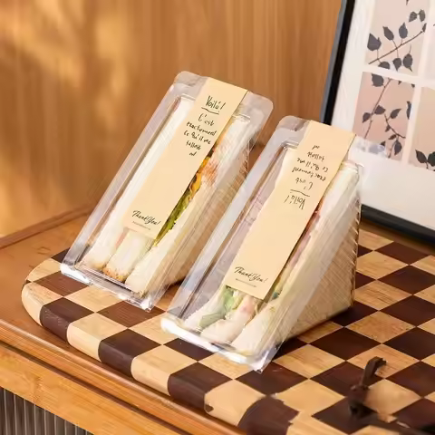 50pcs Disposable Triangular Sandwich Box Transparent Plastic Takeaway Box Suitable Bakeries Cafes Sa