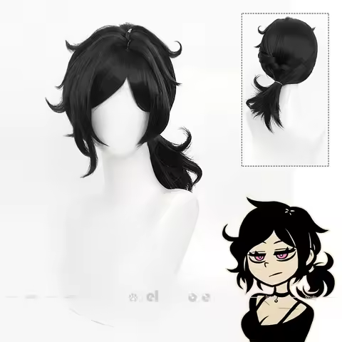 Leyley Ashley Cosplay Wig Game The Coffin of Andy and Leyley Shoulder-length Black Side Ponytail Wig
