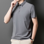 LJPNK 2025 Mens Ice Silk Polo Shirt – No Logo Breathable Comfort Smart Casual Fashion for Summer