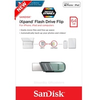 SanDisk iXpand Flash Drive Flip 64GB for i Phone and i Pad OTG (SDIX90N-064G-GN6NN) แฟลตไดฟ์ โอนย้าย