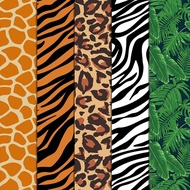 Whaline 5Pcs Kain Kapas Bertema Safari 18 x 22 Inci Cetakan Haiwan Fat Quarters Kain Jahitan Patchwo