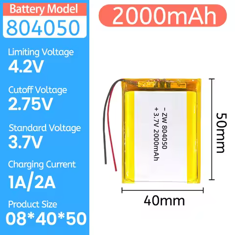 3.7V 2000mAh 804050 Lithium Polymer i ion Rechargeable Battery for Bluetooth speaker Air purifier ha
