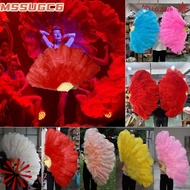 MSSUGYL Handheld Fur Fan, Big Red Ostrich 30*52cm 35*60cm Folding Fan, 12 Bones Runway  Props Perfor