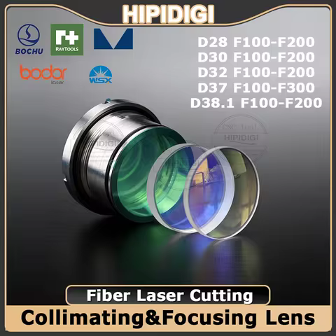 HIPIDIGI Fiber Laser Collimator & Focusing Lens D30 D37 D32 F100/F125/F150/F200 2Pcs/Set JGS1 for Ra