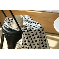 Korean Cloth {Microfiber Flannel-Stamp Triangle/White} Flannel Short Plush Material [The Cozy The Co