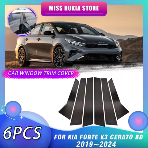Car Window Trim Cover for Kia Forte K3 Cerato BD Sedan 2019~2024 Bright Black B C Column Molding Pil