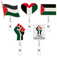Palestine Flag Retractable Carabiner Peace and Freedom Badge Holder Doctor Nurse Student Teacher Bad