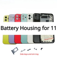 For Repair & Replacement Back Housing Battery Cover for IPhone 11 + Middle Frame Chassis +  SIM Tray