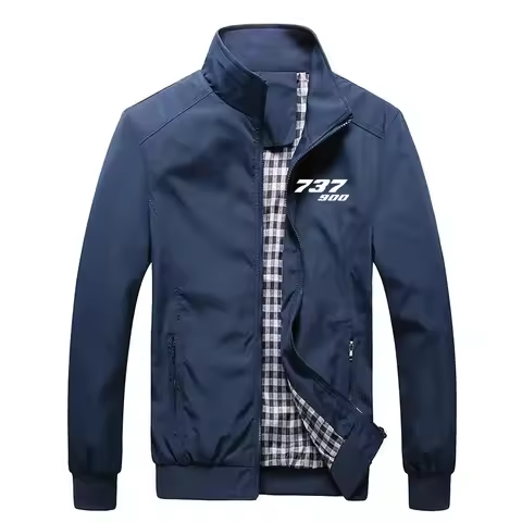 Harajuku Spring Autumn 737-900 Aviation Pilots Plaid Lightweight Windbreakers Flight Men Jackets Coa