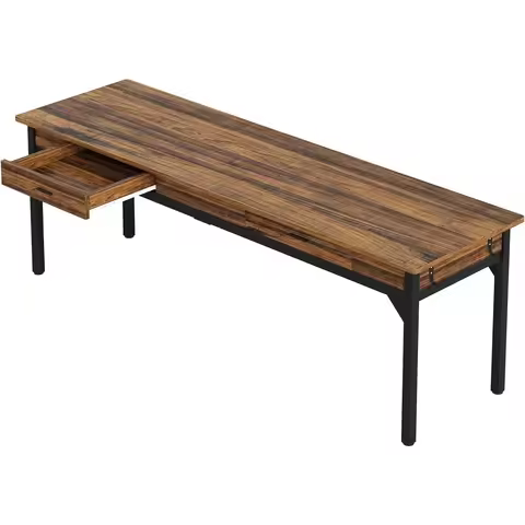 Computer Desk, 200 x 60 x 82 cm, Double Long Desk with 2 Drawers, Office Table, Work Table, Office F