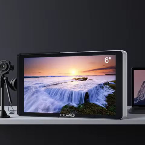 FEELWORLD P6XL 6-inch Camera Field Monitor Aluminum Case Built in Battery 4K HDMI High Brightness 12