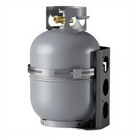 Propane Tank Mounting Bracket, Heavy Duty Holder with Stainless Steel Strap & Lock for 5LB Tank, Sec