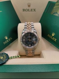 36mm 全新現貨 126281rbr-0011 Rolex Oyster Perpetual Datejust 36腕錶永恒玫瑰金及蠔式鋼款，搭配鑲鑽石板灰色錶面及紀念型（Jubilee）錶帶。