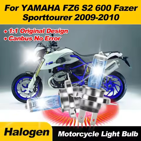 2Pcs 100W H4 Halogen Headlights Bulbs 20000LM Motorcycle Lights 12V 6000K For YAMAHA FZ6 S2 600 Faze