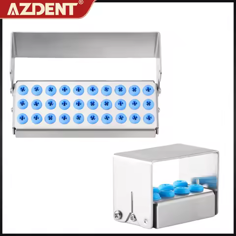 AZDENT 8/30 Holes Dental Bur Holder Sterilizer Endo File Disinfection Box Organizer 135℃ Autoclavabl