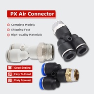 PX Male Thread Coupler Y Style Push In Fittings Pneumatic Quick Connector For Tube OD 4 6 8 10 12mm