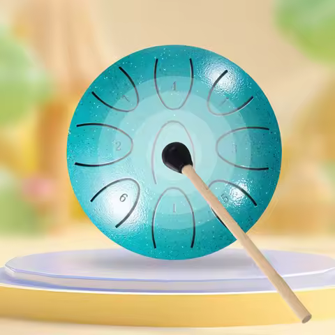 4 Inches Steel Tongue Drum 9-Note Portable Rain Drum with Drum Mallet Outdoor Chakra Drum for Percus
