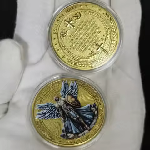 The Archangel Michael Watches Over Us Challenge Coin - Psalm 91:10-11 Inspirational Religious Collec