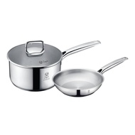 牛頭牌 Buffalo Pro Twins Cook 18/10不銹鋼加厚底3件廚具套裝：單柄煲20cm + 煎鍋20cm + 玻璃蓋 (35020PF1) - 包送貨