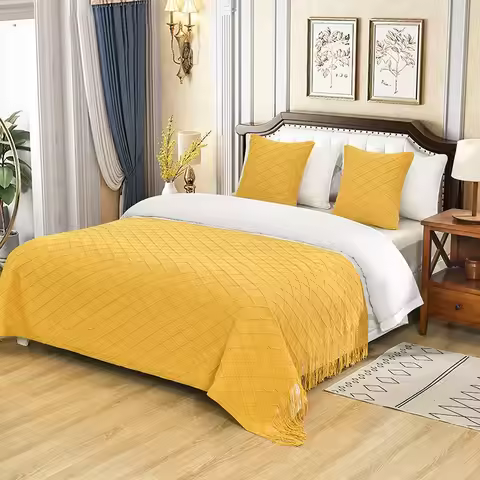 Bohemian Knitted Bed Runner Sofa Throw Blanket for Hotel B&B Home Office Nap