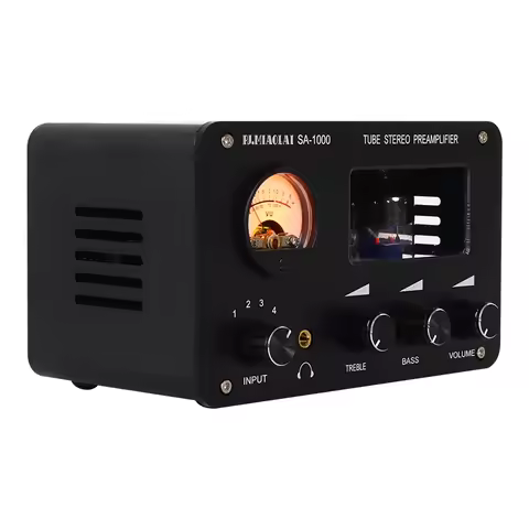 DLHiFi SA1000 HiFi Lossless Switching Audio Selector 4 in 2 out 6H3N Tube Headphone Power Front Stag