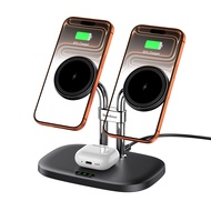 แท่นชาร์จแม่เหล็กคู่ SwanScout 706M สำหรับ iPhone 17 Pro Max 16 Plus 15 14 13 12 เครื่องชาร์จไร้สายส