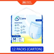 A-Care Adult Pants Size M 10s (50-112cm / 19-44 inches) [12 Packs/Carton]