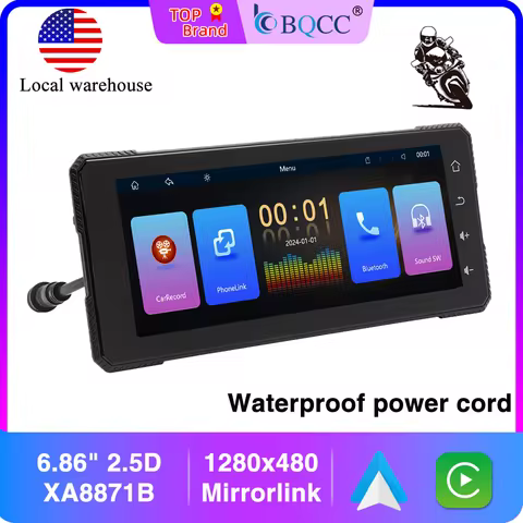 BQCC 6.86 inches 2.5D For portable MP5 for motorcycles Dual BT Mirrorlink Wireless Android AUTO/ Car