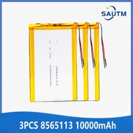 8565113 3.7v 10000mAh แบตเตอรี่ลิเธียมโพลิเมอร์แบบชาร์จไฟได้สําหรับ DVD GPS MP3 Power Bank โคมไฟ LED