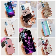 For Samsung A32 5G Casing A326B Transparent TPU Shockproof Bumper Cover For Samsung Galaxy A32 5G Phone Case Fashion Luxury Cute Cat Flowers Love Painted