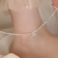 0.00 Sen Minimalist Silver Bell Anklet Adjustable Foot Chain for Women Daily Wear