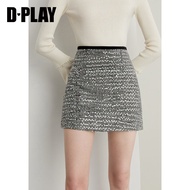 D-PLAY | Váy Chữ a Màu Bạc Lấp Lánh Dplay Cho Nữ Váy Ngắn Cạp Cao Bằng Vải Polyester Pha Lụa Dùng Để