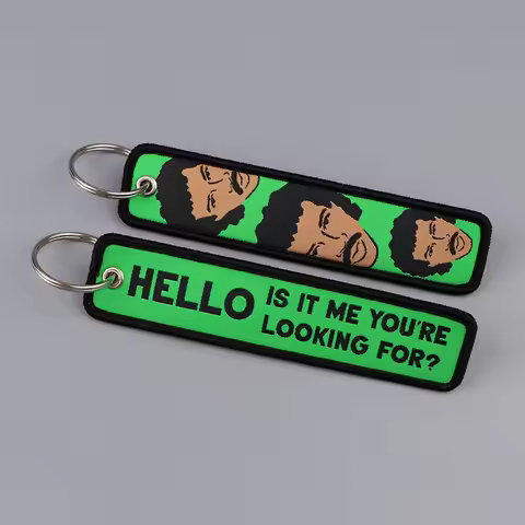Cool Man "Hello" Funny Quote Embroidery Chain Keychain for Motorcycles Key Fobs Holder Key Tag Keyri