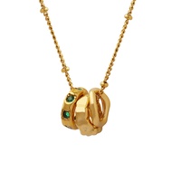L123 Women's Zirconia Inlay Stainless Steel Pendant Necklace Three for Ring Clasp