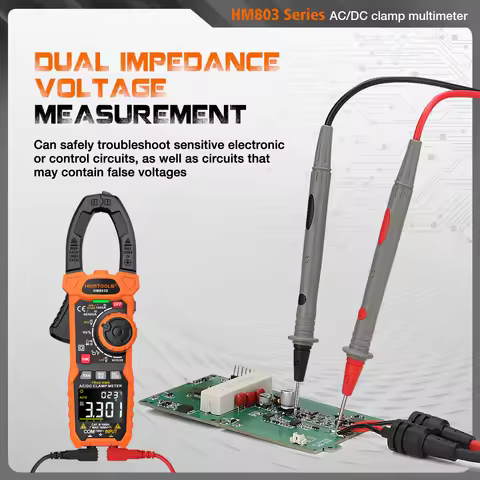 HOMTOOLS HM803D True RMS Digital Clamp Meter AC DC Current 1000A 1000V Pliers Ammeter VFD diode 6000
