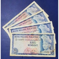 Offer Banknote Malaysia Rm1 Siri 1 Condition VF/Kotor Seperti Di Gambar