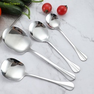 [fireflowerM] Thicken Kitchen Dinner Dish Soup Rice Western Restaurant Bar Public Spoon Large Stainless Steel Round Head Buffet Serving Spoon [NEW]
