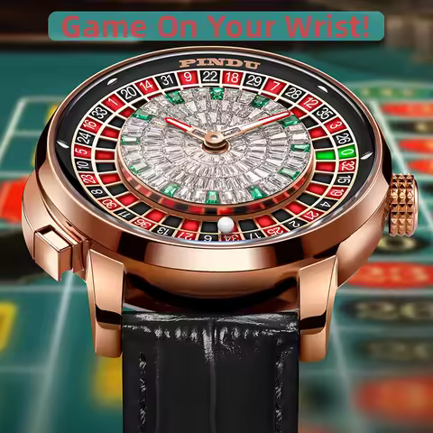 PINDU New Watches European Button Roulette Fun Game Sapphire Glass NH35A Mechanical Watch Diamond Di