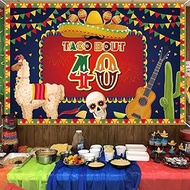 4 x 6ft Taco Bout 40 Party Fiesta Mexican Cactus Decorations Banner - Happy 40th Birthday Photo Boot