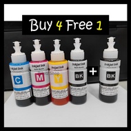 Refill Ink T664 Compatible ink For L120/L210/L360/L1300 (C,M,Y,BK+BK) 4 Free 1